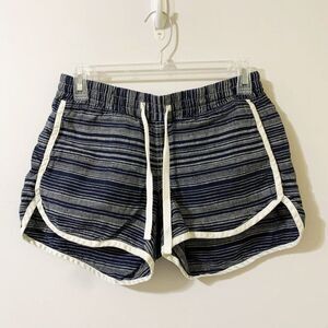 Athleta Size 2 Linen Jacquard Sandbar Stripe Shortie Shorts Drawstring 596505